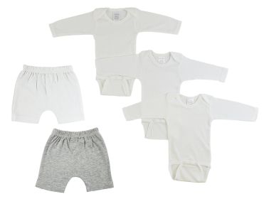 Infant Long Sleeve Onesies and Shorts (Color: White/Grey, size: small)