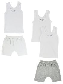 Infant Tank Tops and Pants (Color: White/Grey, size: small)