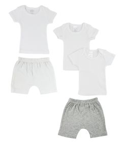 Unisex Infant T-Shirts and Shorts (Color: White/Grey, size: large)