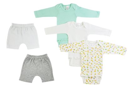 Infant Boys Long Sleeve Onesies and Shorts (Color: White/Grey, size: small)