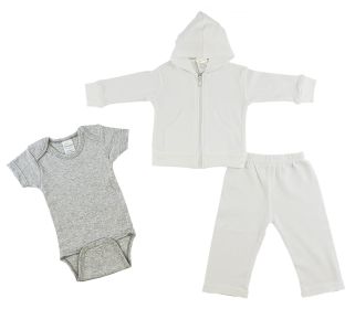 Infant Sweatshirt, Onesie and Pants - 3 pc Set (Color: Grey/White, size: Newborn)