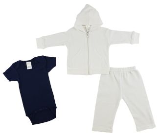 Infant Sweatshirt, Onesie and Pants - 3 pc Set (Color: Navy/White, size: large)