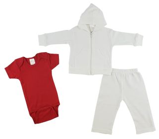 Infant Sweatshirt, Onesie and Pants - 3 pc Set (Color: Red/White, size: medium)