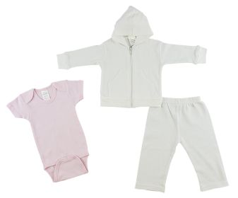 Infant Sweatshirt, Onesie and Pants - 3 pc Set (Color: Pink/White, size: large)