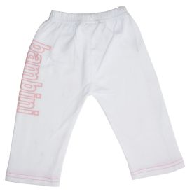 Girls White Pants with Print (Color: White, size: small)
