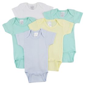 Short Sleeve One Piece 5 Pack (Color: White/Yellow/Blue, size: medium)
