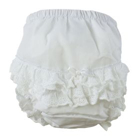 White Girl's Cotton/Poly "Fancy Pants" Underwear (Color: White, size: large)