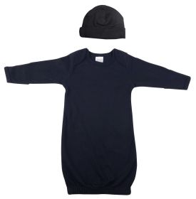 Unisex Newborn Baby 2 Piece Gown Set (Color: BLACK, size: Newborn)