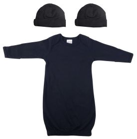 Unisex Newborn Baby 3 Piece Gown Set (Color: BLACK, size: Newborn)