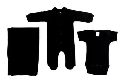 Black 3 Piece Layette Set (Color: BLACK, size: large)