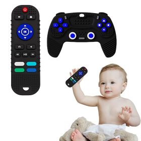 2-Pack Baby Teether Toys Silicone Toddler; Sensory Toy Chew Toys Educational ; TV Remote Control Shape Teething Toys for Babies 6-18 Months (Blac (Style: Black)