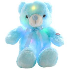 Creative Light Up LED Inductive Teddy Bear Stuffed Animals Plush Toy (Color: Blue, size: 70cm)