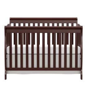 Baby Crib 5-in-1 Convertible, Wood Crib Converts to Toddler Bed, Daybed and Full-Size Bed, Non-Toxic Finishes (Color: Espresso)