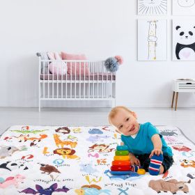 50x50IN Baby Play Mat Non-Slip Baby Crawling Mat Foldable Playpen Mat Machine Washable for Newborns Infants Babies Toddlers (Pattern: Animal, size: S Size 125*130*1cm/50*50*0.4in)