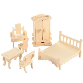 3D Wooden Dollhouse Furniture Puzzles DIY Miniature Furniture Models Set (Option: Wooden)
