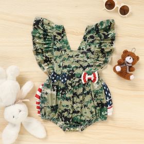 Baby's Girl 4th Of July Independence Day Style Camouflage Pattern Triangle Bodysuit, Casual Sleeveless Romper, Toddler & Infant Girl's Onesie (Option: Army Green-0to3 Months)