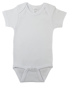 White Interlock Short Sleeve Onesies (Color: White, size: small)